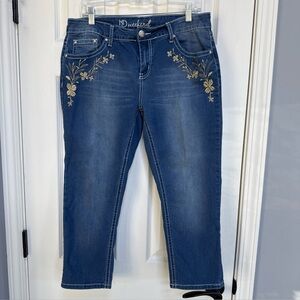 ND Weekend Cowgirl Embroidered Floral cropped Capris Jeans sz 12